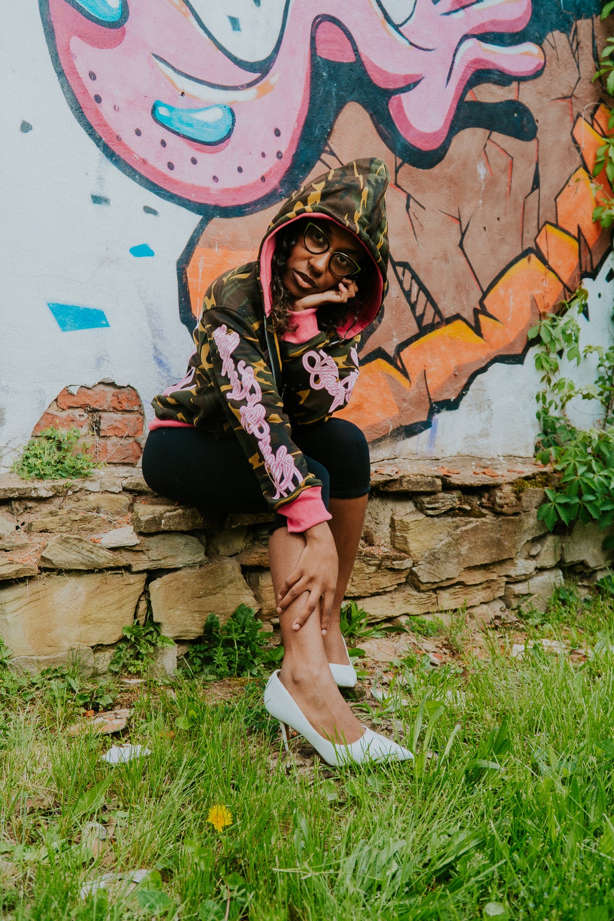 Green Pink War Zip Up Hoodie