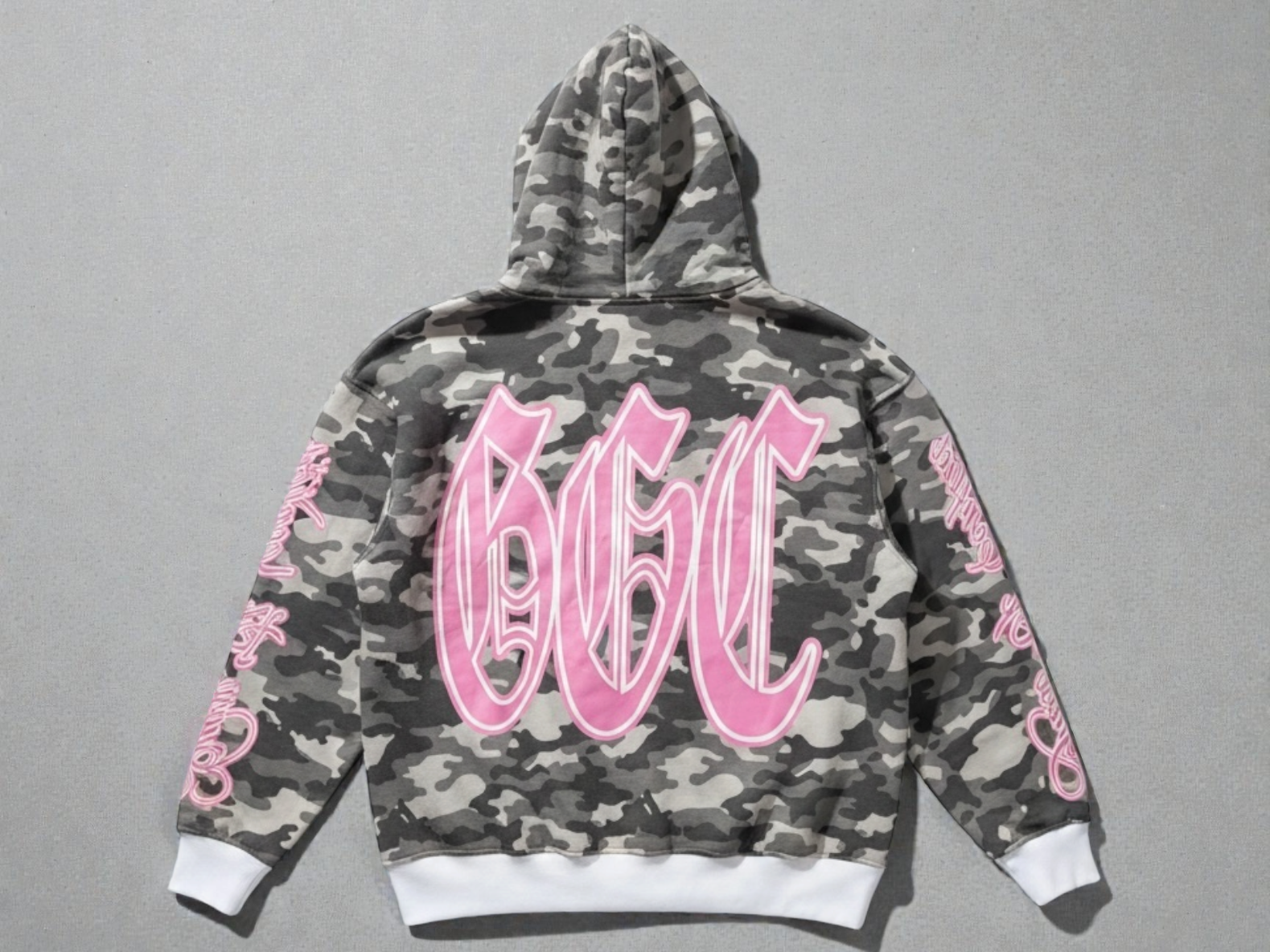 Gray Pink War Zip Up Hoodie