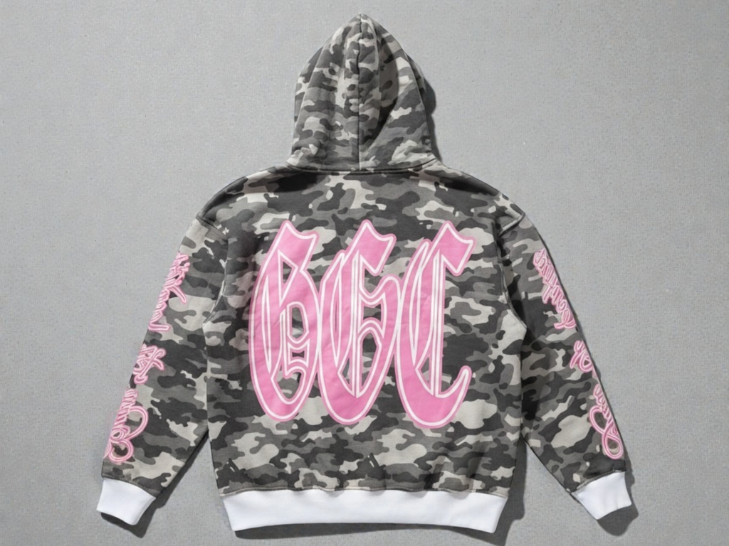 Gray Pink War Zip Up Hoodie