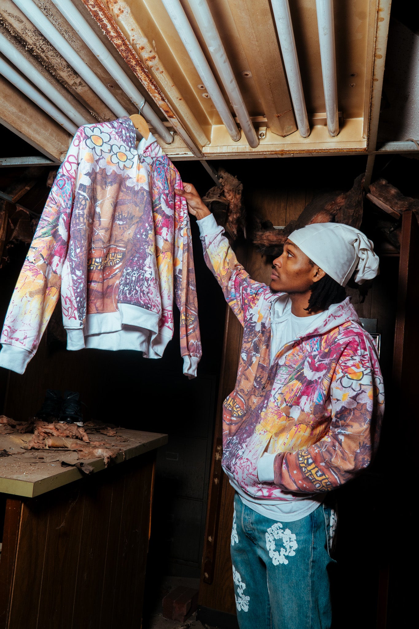 Glee Garden Zip Up Hoodie Stark White