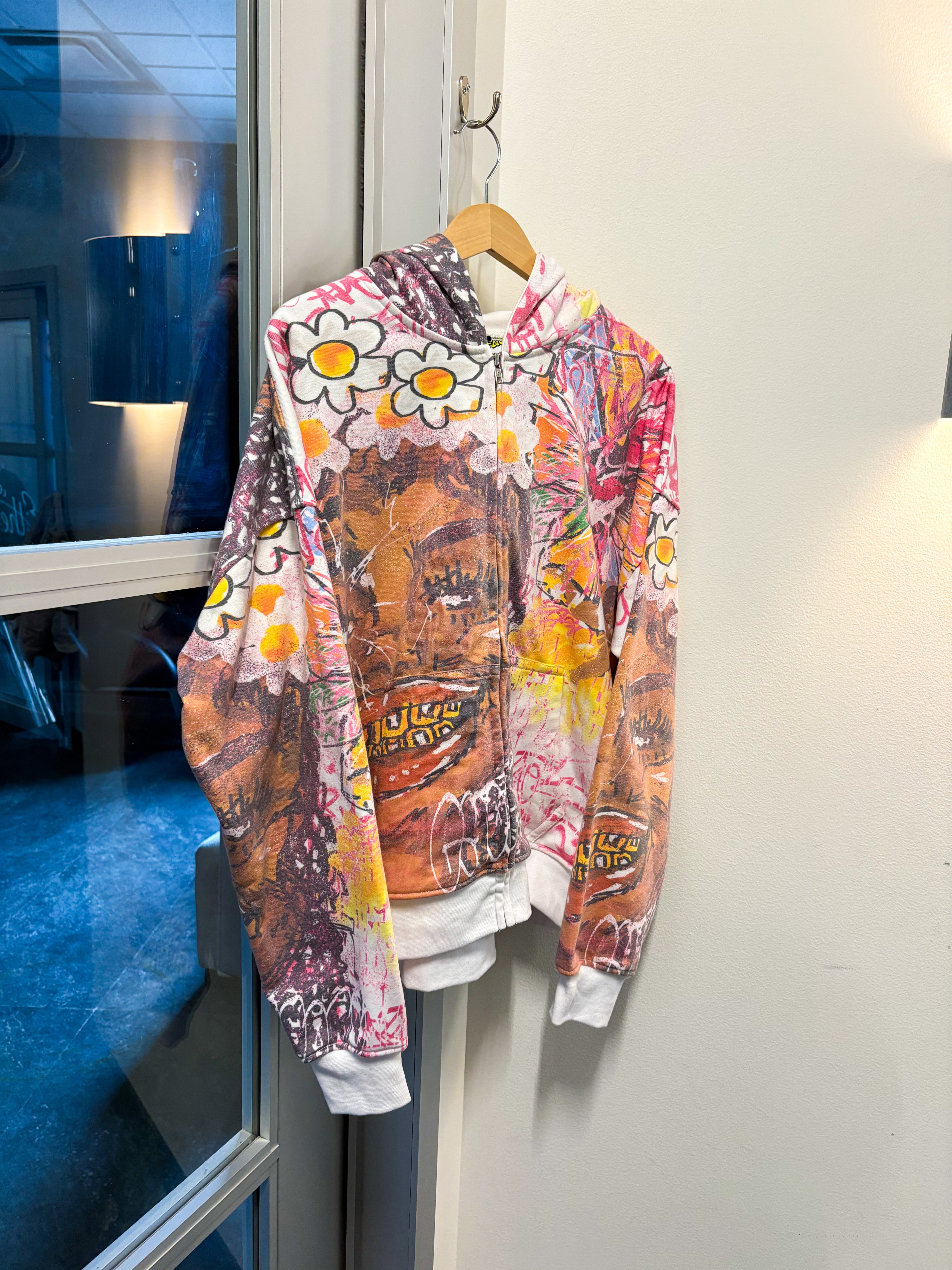 Glee Garden Zip Up Hoodie Stark White