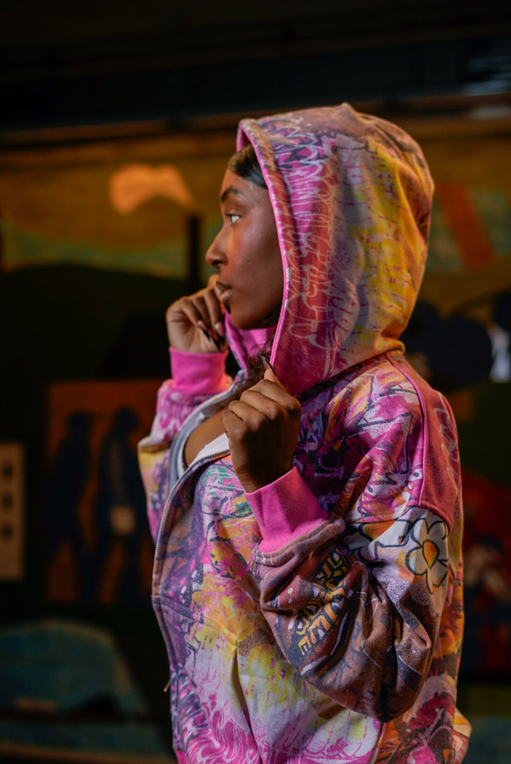 Glee Garden Zip Up Hoodie Blush Pink