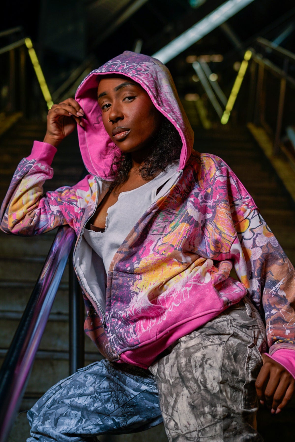 Blush Pink Glee Garden Zip Up Hoodie