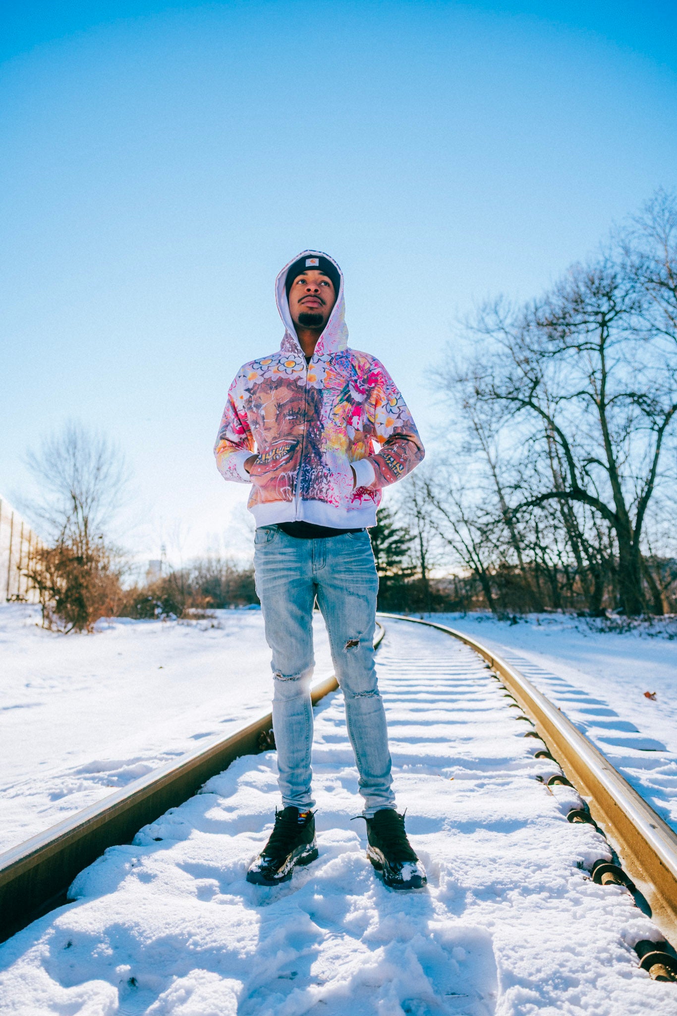 Glee Garden Zip Up Hoodie Stark White