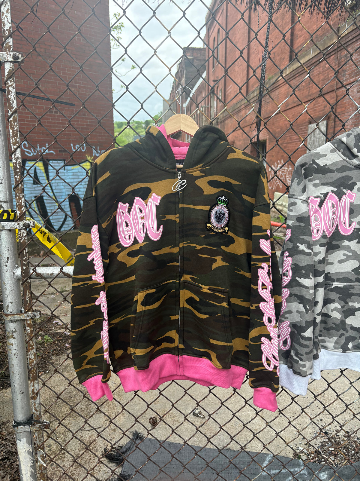 Green Pink War Zip Up Hoodie