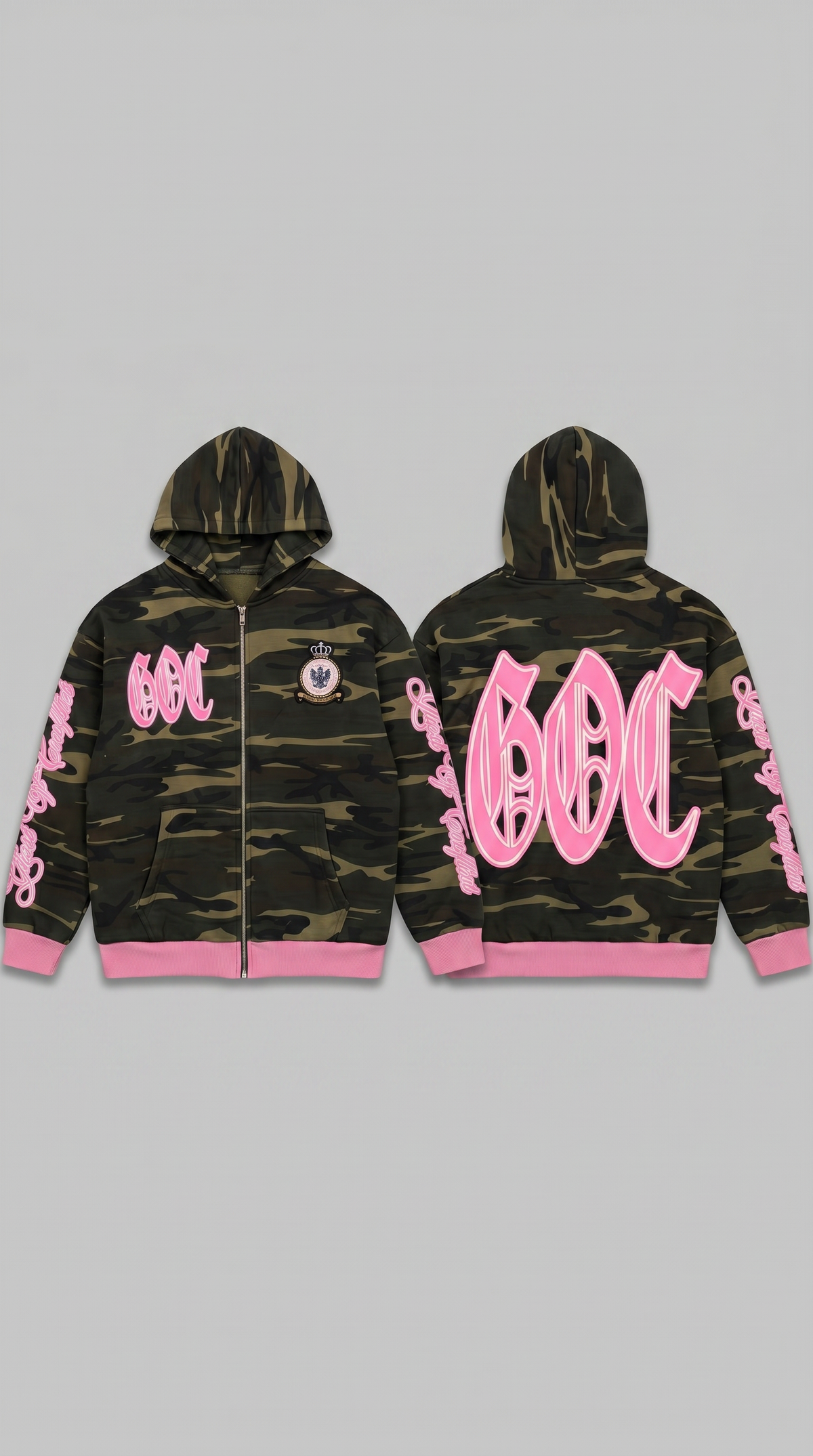 Green Pink War Zip Up Hoodie