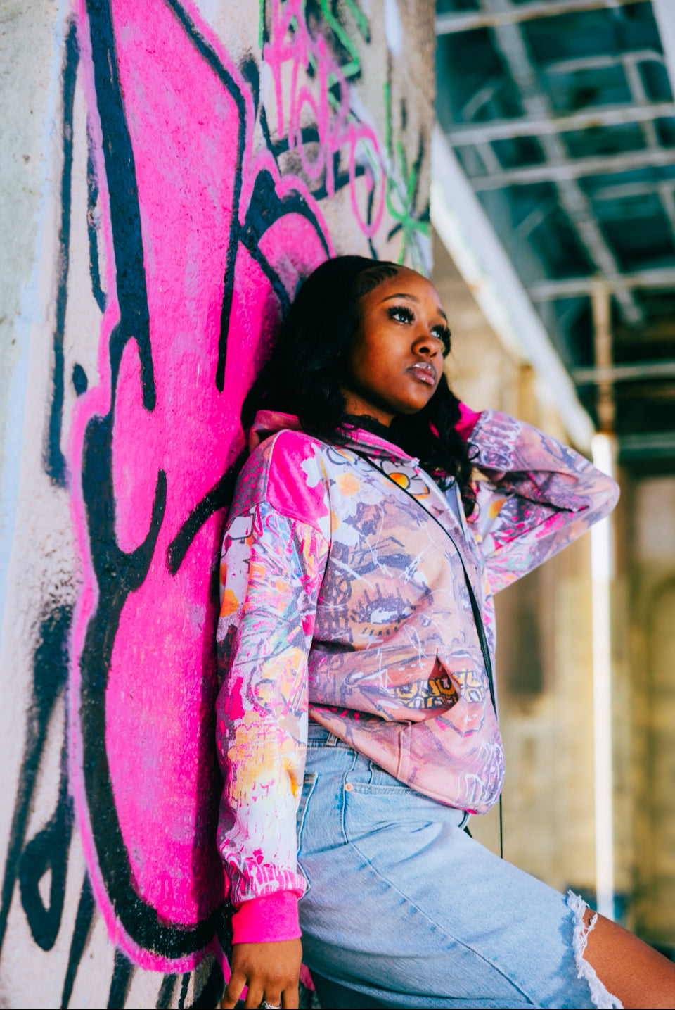 Glee Garden Zip Up Hoodie Blush Pink