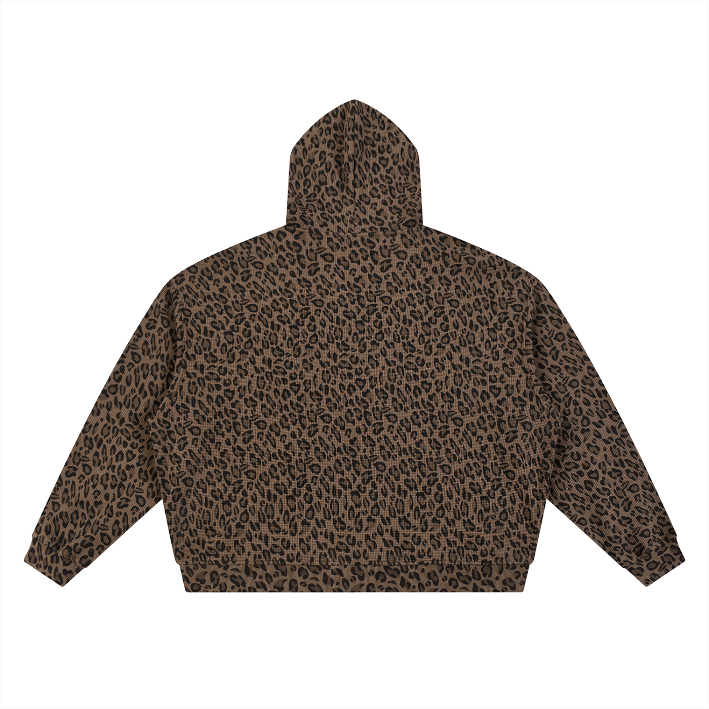 Leopard Waffle Zip Up Hoodie
