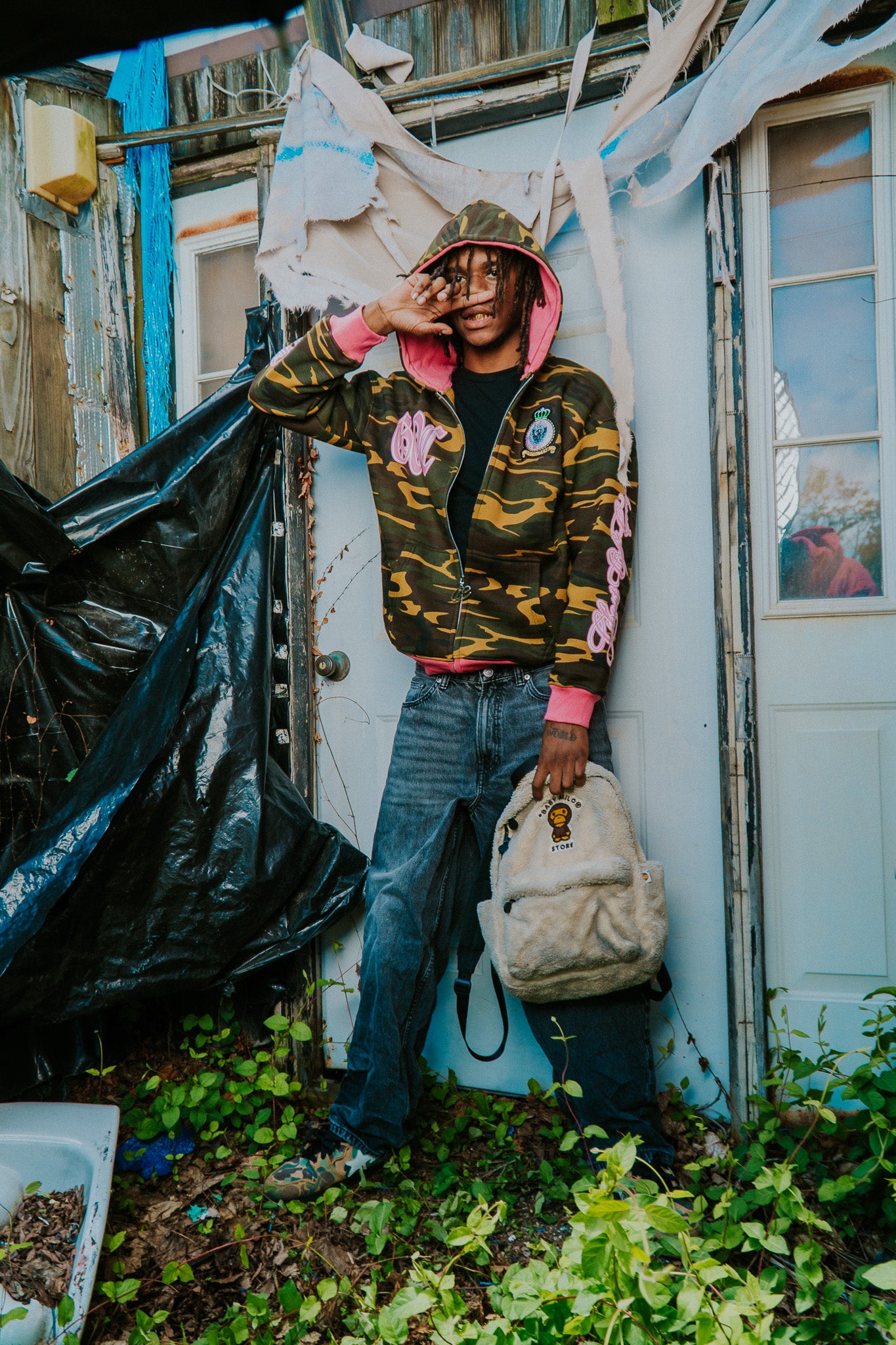 Green Pink War Zip Up Hoodie