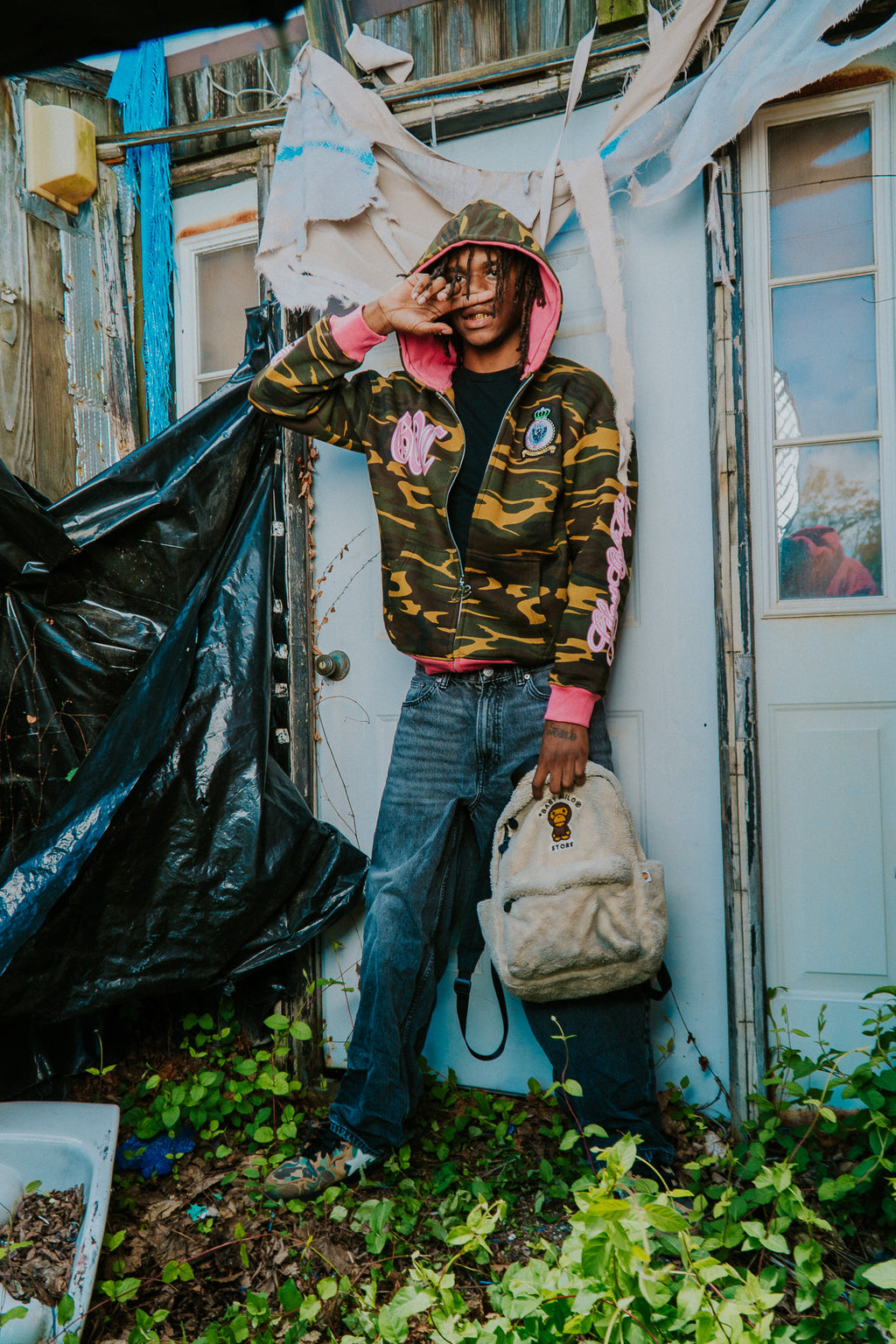 Green Pink War Zip Up Hoodie