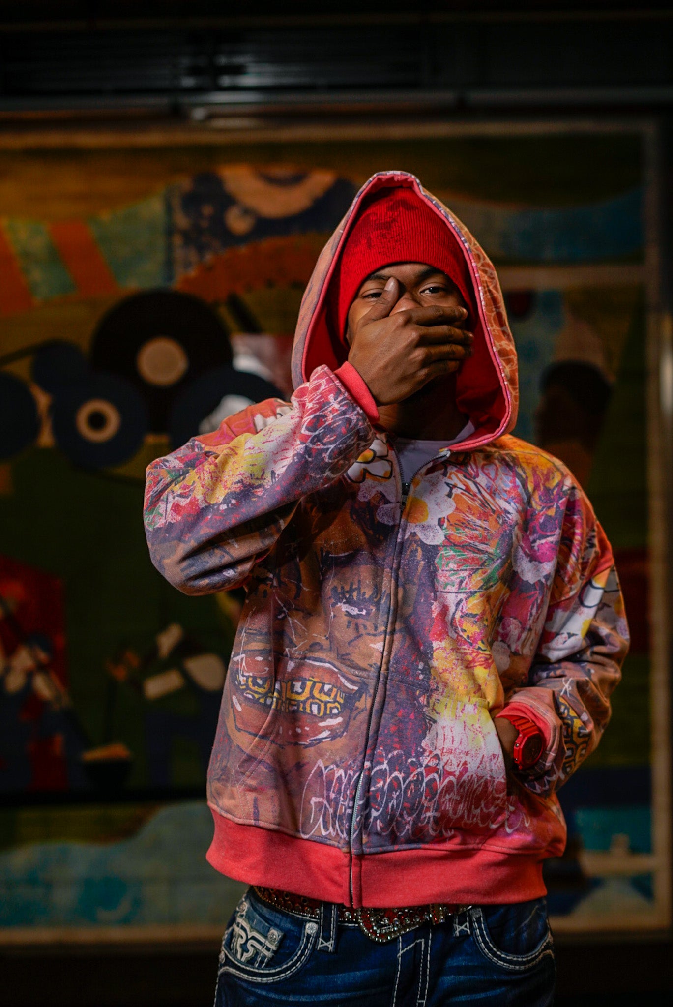 Glee Garden Zip Up Hoodie Scarlet Red