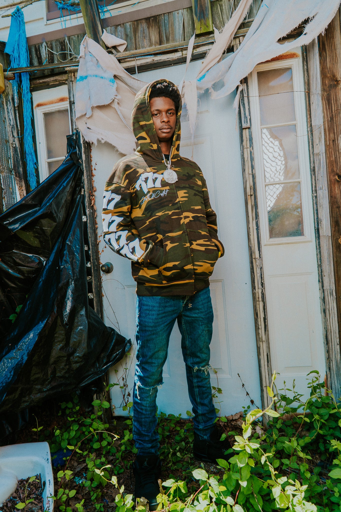 Green Conflict Division Zip Up Hoodie