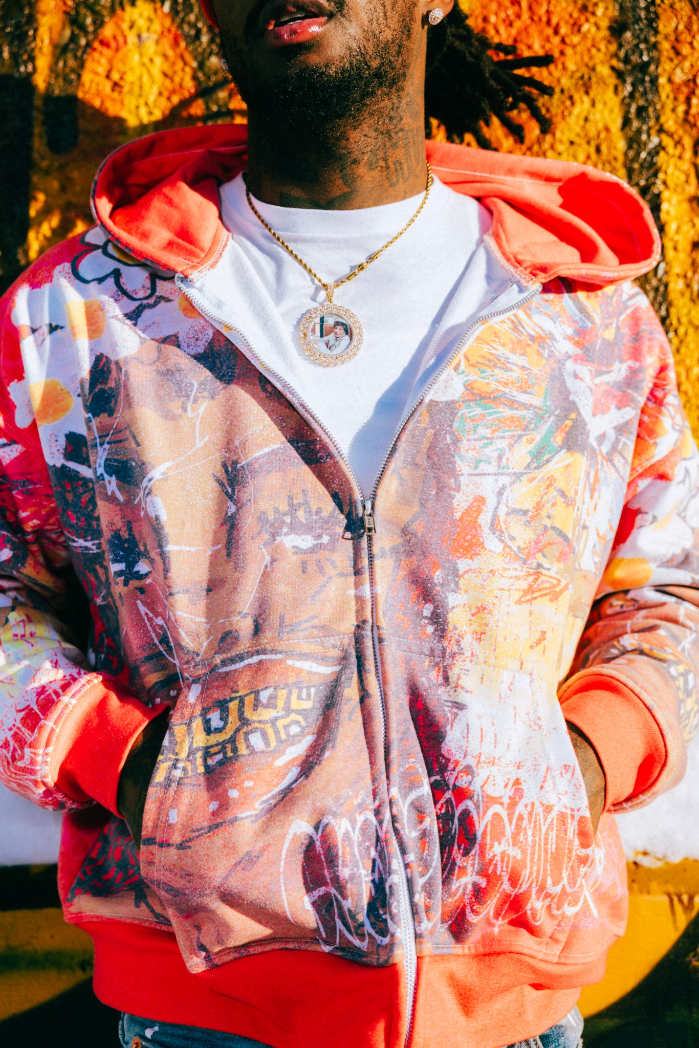 Glee Garden Zip Up Hoodie Scarlet Red