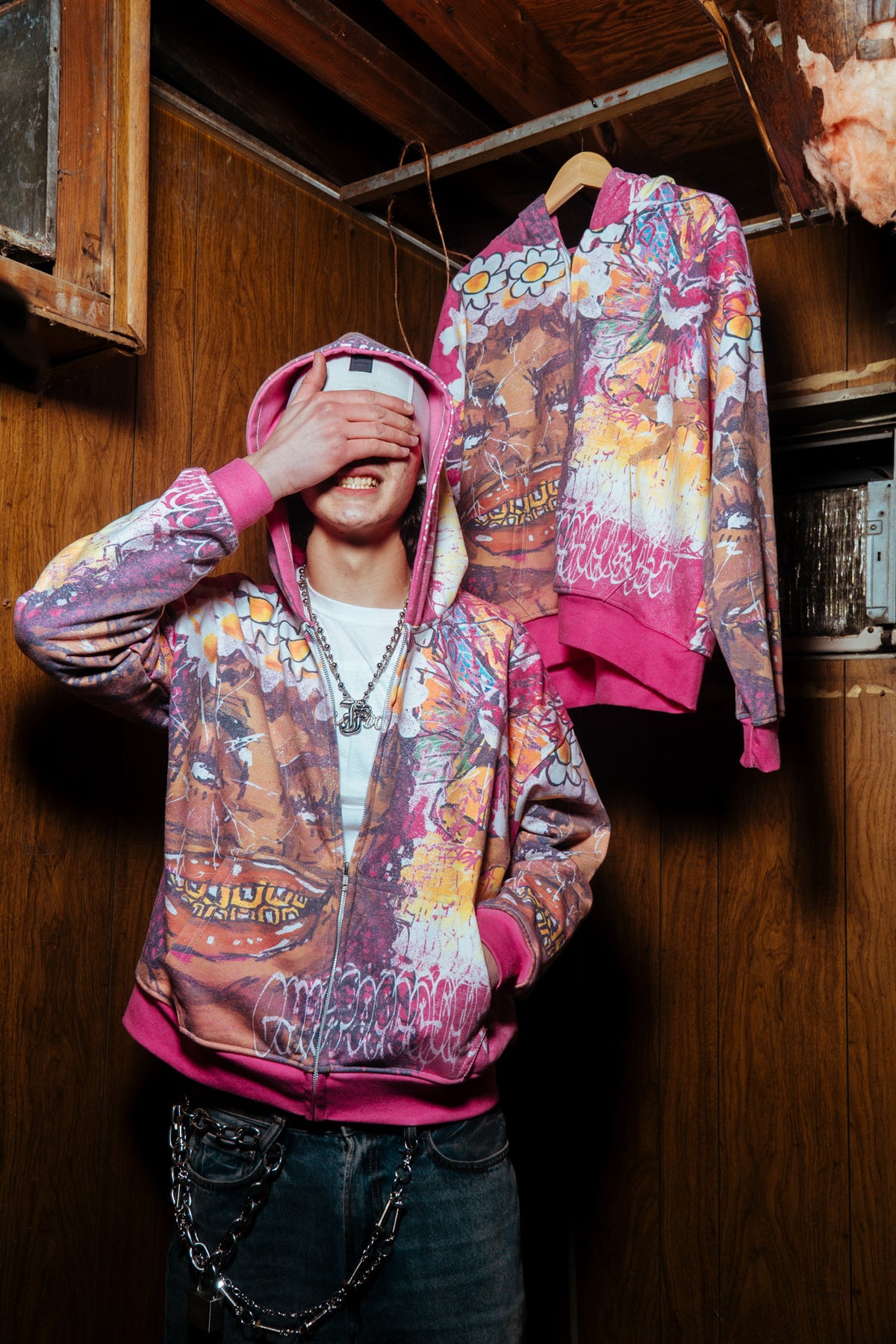 Blush Pink Glee Garden Zip Up Hoodie