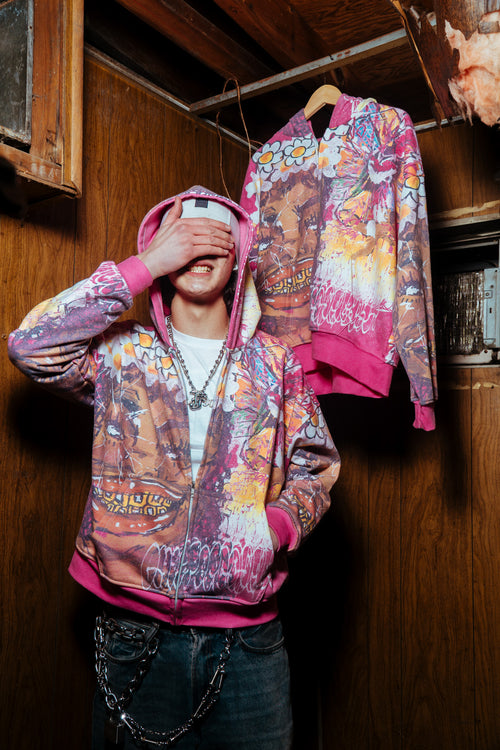 Glee Garden Zip Up Hoodie Blush Pink