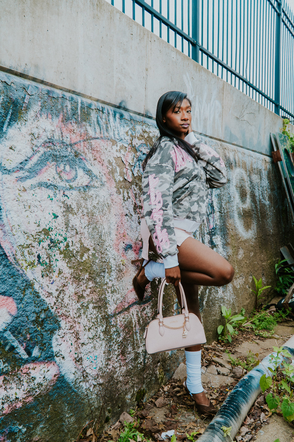 Gray Pink War Zip Up Hoodie