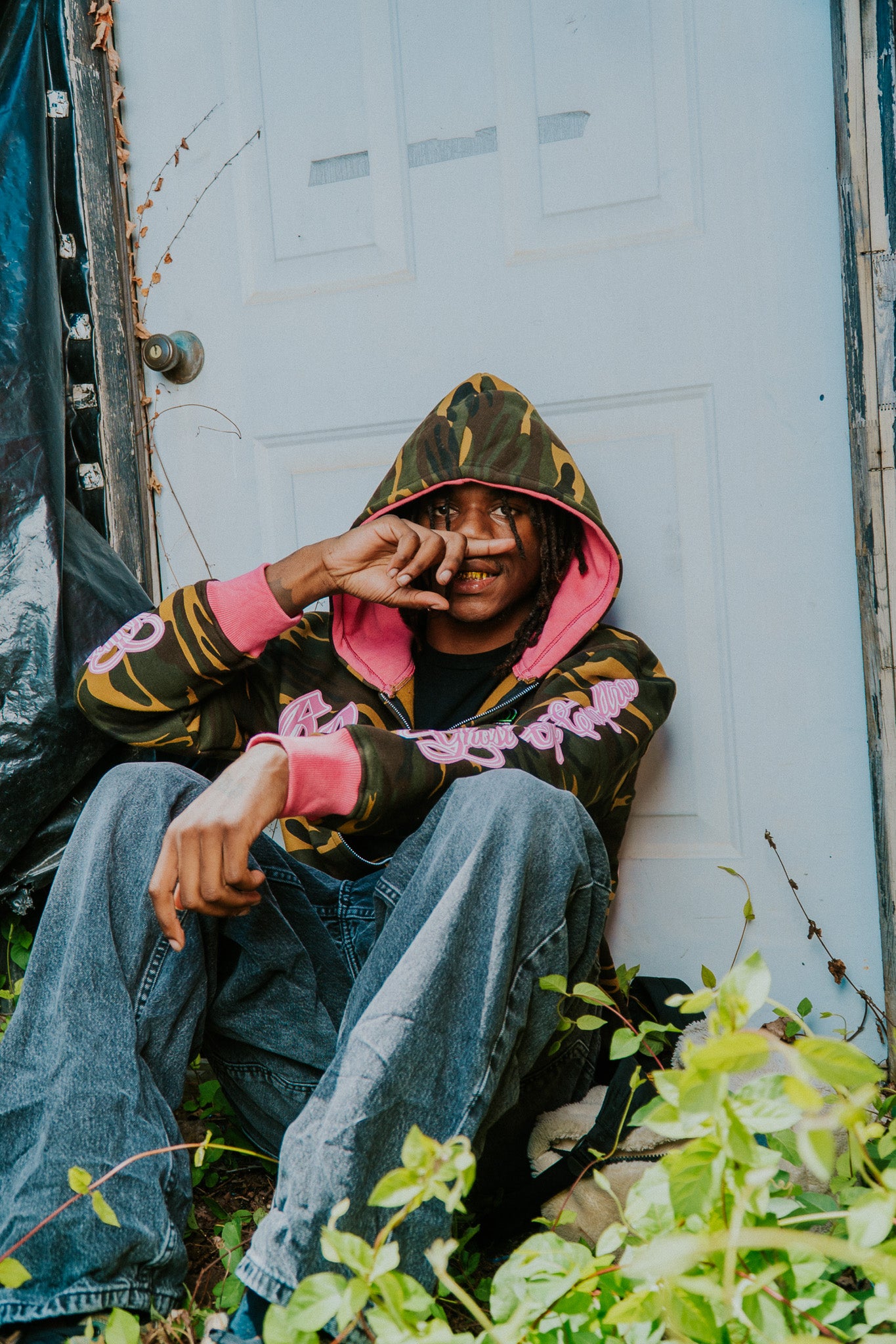 Green Pink War Zip Up Hoodie
