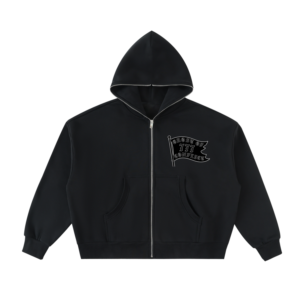Ghost Flag Boxy Zip Up Hoodie(set sold separately)
